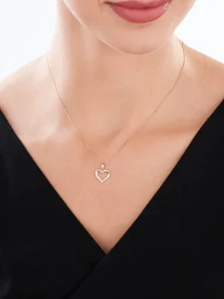 Zawieszka z różowego złota z diamentem - serce - 0,002 ct - próba 585