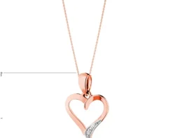 Zawieszka z różowego złota z diamentem - serce - 0,002 ct - próba 585