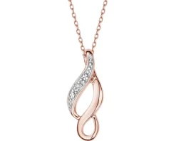 Zawieszka z różowego złota z diamentem - 0,005 ct - próba 375