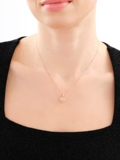 Zawieszka z różowego złota z diamentami - serce - 0,008 ct - próba 375