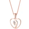 Zawieszka z różowego złota z diamentami - medalik Matka Boska, serce - 0,006 ct - próba 375