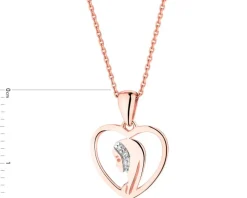 Zawieszka z różowego złota z diamentami - medalik Matka Boska, serce - 0,006 ct - próba 375
