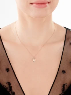 Zawieszka z różowego złota z diamentami - medalik Matka Boska, serce - 0,006 ct - próba 375