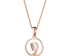 Zawieszka z różowego złota z diamentami - medalik Matka Boska - 0,006 ct - próba 375