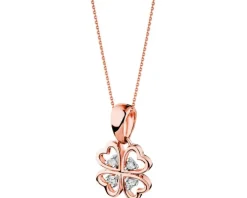 Zawieszka z różowego złota z diamentami – koniczyna - 0,02 ct - próba 585