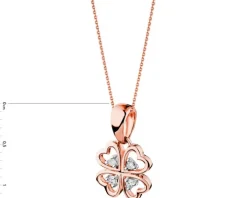Zawieszka z różowego złota z diamentami – koniczyna - 0,02 ct - próba 585