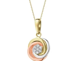 Zawieszka z żółtego, białego i różowego złota z brylantami - 0,05 ct - próba 585