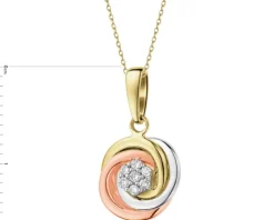 Zawieszka z żółtego, białego i różowego złota z brylantami - 0,05 ct - próba 585