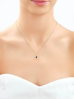 Zawieszka z żółtego i białego złota z diamentami i szafirem - próba 585