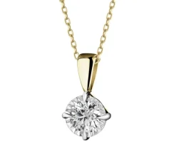 Zawieszka z żółtego i białego złota z brylantem - 0,08 ct - próba 585