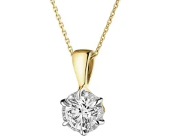 Zawieszka z żółtego i białego złota z brylantem - SI2/H - 0,50 ct - próba 585