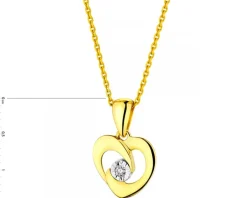 Zawieszka z żółtego i białego złota z brylantem - serce - 0,01 ct - próba 375