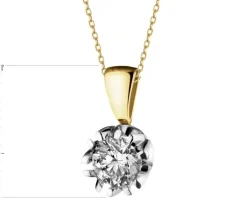 Zawieszka z żółtego i białego złota z brylantem - SI2/H - 1,00 ct - próba 750