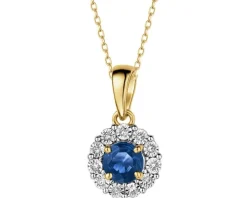Zawieszka z żółtego i białego złota z diamentami i szafirem - próba 585