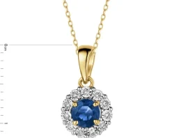 Zawieszka z żółtego i białego złota z diamentami i szafirem - próba 585