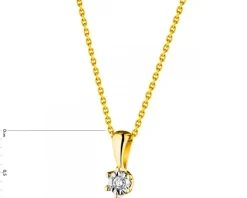Zawieszka z żółtego i białego złota z brylantem - 0,02 ct - próba 585