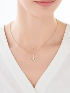 Zawieszka z żółtego i białego złota z brylantami - 0,03 ct - próba 375