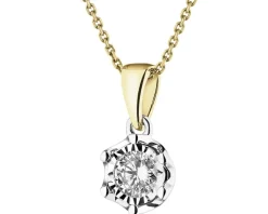 Zawieszka z żółtego i białego złota z brylantem - 0,18 ct - próba 585