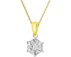 Zawieszka z żółtego i białego złota z brylantami - 0,25 ct - próba 585