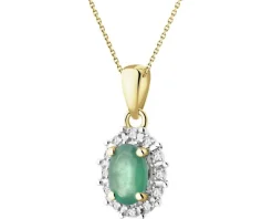 Zawieszka z żółtego złota diamentami i szmaragdem - próba 585