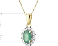 Zawieszka z żółtego złota diamentami i szmaragdem - próba 585
