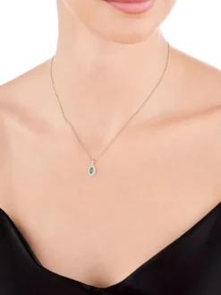 Zawieszka z żółtego złota diamentami i szmaragdem - próba 585