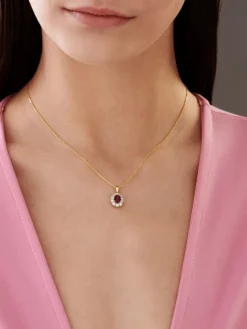 Zawieszka z żółtego złota z brylantami i rubinem - próba 585