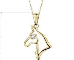 Zawieszka z żółtego złota z brylantem - koń - 0,01 ct - próba 375