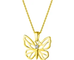 Zawieszka z żółtego złota z brylantem - motyl - 0,01 ct - próba 375