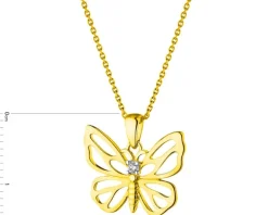 Zawieszka z żółtego złota z brylantem - motyl - 0,01 ct - próba 375