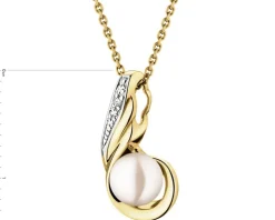 Zawieszka z żółtego złota z brylantem i perłą - próba 585