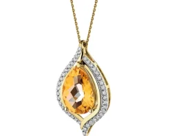 Zawieszka z żółtego złota z brylantami i cytrynem - próba 585