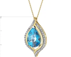 Zawieszka z żółtego złota z brylantami i topazem - próba 585