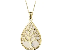 Zawieszka z żółtego złota z brylantem - drzewko - 0,008 ct - próba 585