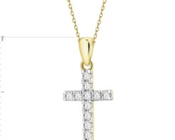 Zawieszka z żółtego złota z brylantami laboratoryjnymi - krzyż - 0,18 ct - próba 585