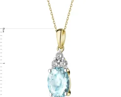 Zawieszka z żółtego złota z brylantami i akwamarynem - próba 585
