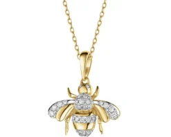 Zawieszka z żółtego złota z brylantami - pszczółka - 0,13 ct - próba 585