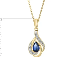 Zawieszka z żółtego złota z brylantami i szafirem syntetycznym - próba 585