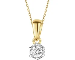 Zawieszka z żółtego złota z brylantem - 0,12 ct - próba 585