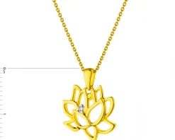 Zawieszka z żółtego złota z brylantem - kwiat lotosu - 0,01 ct - próba 375