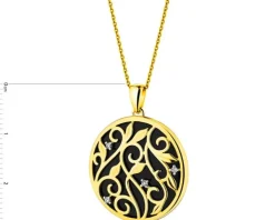 Zawieszka z żółtego złota z brylantami i onyksem - próba 585