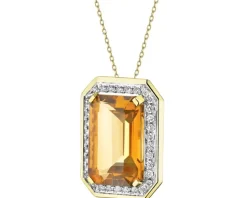 Zawieszka z żółtego złota z brylantami i cytrynem - próba 585