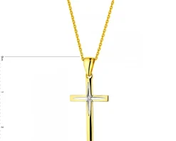 Zawieszka z żółtego złota z brylantem - krzyż - 0,01 ct - próba 585