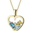 Zawieszka z żółtego złota z brylantami, topazami i peridotem - serce - próba 375
