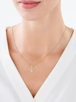 Zawieszka z żółtego złota z brylantem - koniczyna - 0,01 ct - próba 375