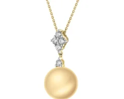 Zawieszka z żółtego złota z brylantami i perłą Golden South Sea - próba 750