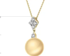Zawieszka z żółtego złota z brylantami i perłą Golden South Sea - próba 750