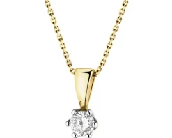 Zawieszka z żółtego złota z brylantem - 0,16 ct - próba 585