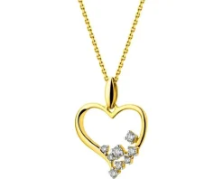 Zawieszka z żółtego złota z brylantami - serce - 0,12 ct - próba 585