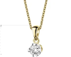 Zawieszka z żółtego złota z brylantem - serca - 0,16 ct - próba 585